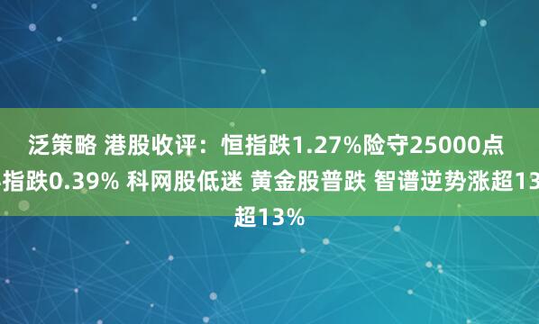 泛策略 港股收评：恒指跌1.27%险守25000点 科指跌0.39% 科网股低迷 黄金股普跌 智谱逆势涨超13%