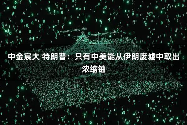 中金宸大 特朗普：只有中美能从伊朗废墟中取出浓缩铀